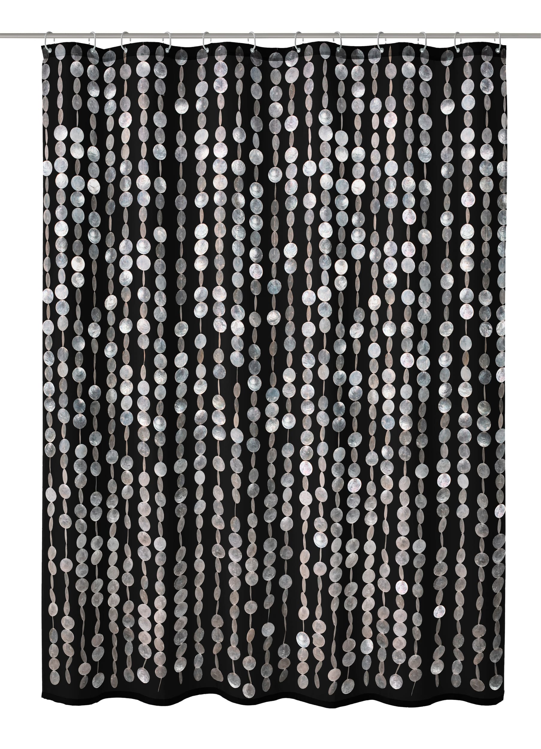 Textil-Duschvorhang PERLA in Schwarz mit 180x200 cm